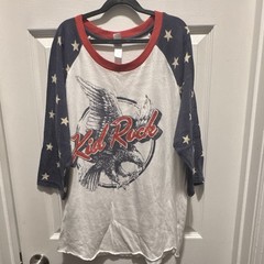 Alternative Apparel Women’s Raglan 3/4 Sleeve Star Print Crew Neck T-Shirt L