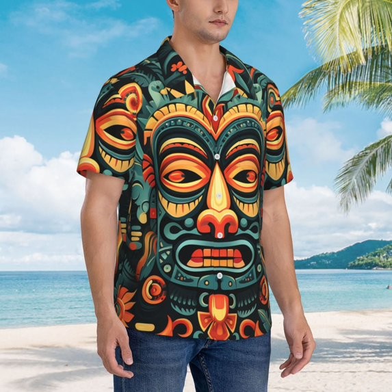 Tiki Tribal Retro Art Hawaiian Shirt