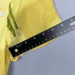 Tessuto Floral Shift Dress Women Size L Knitted Cap Sleeves Back Key Hole Yellow