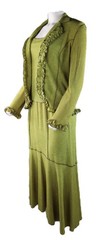 I.C. COLLECTION USA Women’s S Avocado Green Ruffled Jacket Tank Top Skirt Set