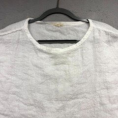 Eileen Fisher T-Shirt Top Womens Small White Organic Linen Beachy Coastal Summer