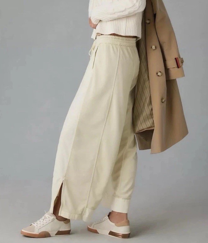 Daily Practice by Anthropologie Jesse Wide-Leg Pants pearl Size Size L