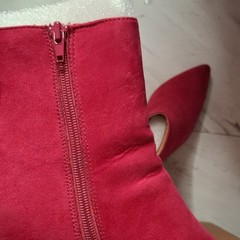 Ellie Women’s Red Ankle Bootie Pointed Toe Stiletto Zip US 8