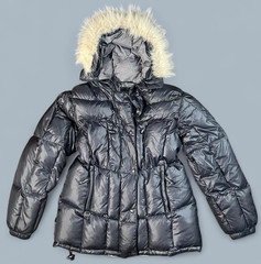 Baby Phat Women’s Down Puffer Jacket Hood Coyote Fur Trim Zip Size L/G