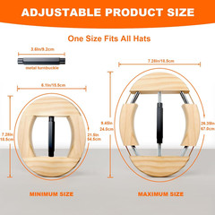 Hat Stretcher 4 Way, Hat Stretcher for Fitted Hats Size 6 7/8 to 8 1/2,