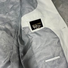 Louis Vino Blazer Jacket Mens 44R White Embellished Stretch Slim Fit Formal