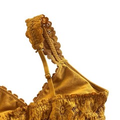 Aerie Women’s S Mustard Yellow Honey Golden Lace Adjustable Straps Bralette Boho