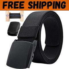 Men’s Adjustable Tactical Belt, TSA Approved Metal-Free Elastic Stretch Belt