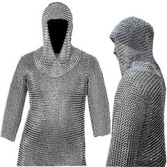 Museum Replica Handmade Medieval Chain Mail Shirt Coif Set NEW
