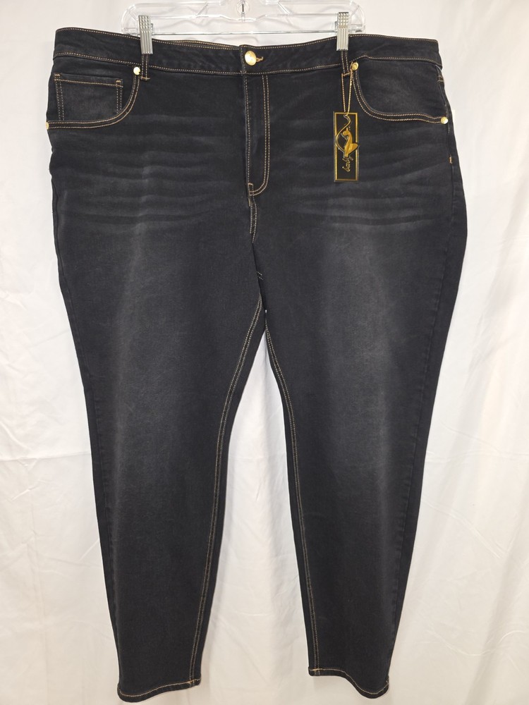 Baby Phat Womens Size 24 Black Wash NWT Jeans Stretch Denim Straight Leg