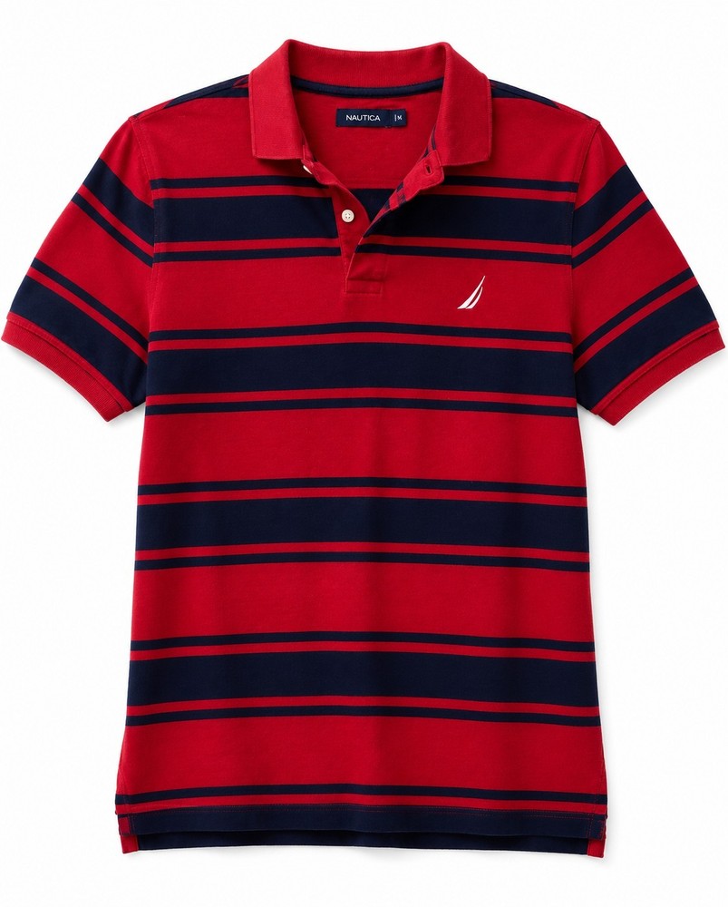 Nautica Sport Male Shirt Size XL Blue Plaid Short Sleeve 100% Cotton