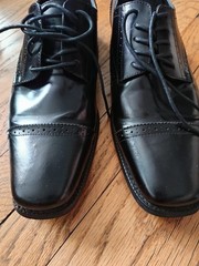 STACY ADAMS Men’s Leather And Manmade Uppers Lining Leather Black Size 9.5W