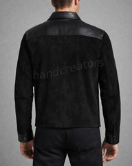 Men’s Brown Suede Body & Leather Design Jacket- Genuine Leather