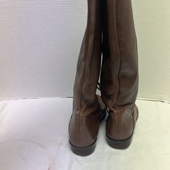 Argentinian Leather Knee Boots Brown Pull On Decorative LaceUp Size 7M VTG