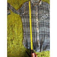 Lucky Brand Button Down Women L Blue Plaid Gauze Long Sleeve Chest Pocket Shirt