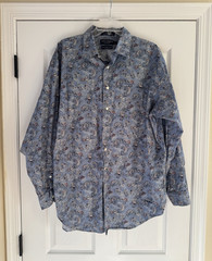 Daniel Cremieux Collection L Blue Paisley 100% Cotton Dress Shirt