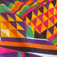 VINTAGE DAVID BROWN CALIFORNIA 70s 80s Bright Geometric Muumuu Kaftan Tunic