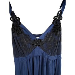 Soma Black Velvet, Midnight-blue Lined Full-Length Robe & Nightgown Set NWT/NWOT