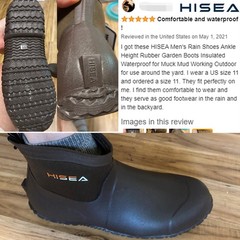 HISEA Men Ankle Rain Boots Waterproof Garden Shoes Anti-Slip Yard Mud Work Boots