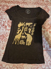 Old Navy Women’s Black Animal Graphic Print Scoop Neck Cap Sleeve T-Shirt, S