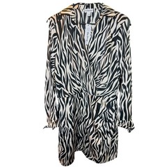 The Drop Women Zebra Print Wrap Front Mini Dress Long Sleeve Large NWT