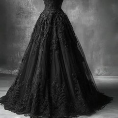 Black Lace Gothic Wedding Dresses Jewel Neck Sleeveless Vintage Bridal Gowns ﻿
