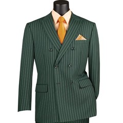 VINCI Men’s Gangster Pinstripe Double Breasted 6 Button Classic Fit Suit NEW