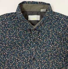 Claiborne Slim Fit Stretch Shirt Men Large Floral Button Up Casual Preppy Cotton