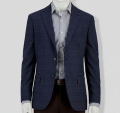 Tommy Hilfiger Men Blue Modern-Fit Pattern Sport Coat Size: 38R
