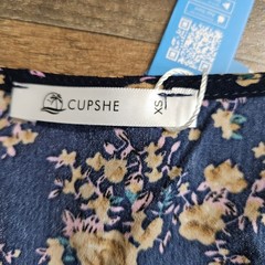 New Cupshe Dress Womens XS Blue Ditsy Floral Mini Elastic Waist Wrap Neckline