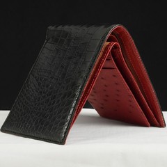 Luxury Crocodile Ostrich Leather Bifold Wallet For Men Real Exotic Skin NEW