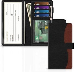 RFID Blocking Checkbook Cover Case Standard Register Duplicate Checks Pen Holder