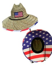 Patriotic Lifeguard Hat USA Summer Straw