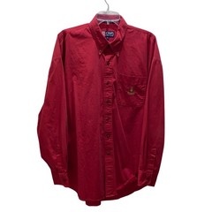 Chaps Ralph Lauren Mens XL Red Cotton Button Down Long Sleeve Crest Logo Shirt