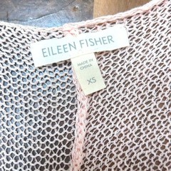 EILEEN FISHER Asymmetrical Hand-knit Linen blend Sleeveless Top XS Peach Perfect