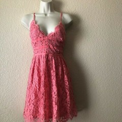 NBD Revolve Give It Up Lace Deep V-Neck Mini Dress Pink New