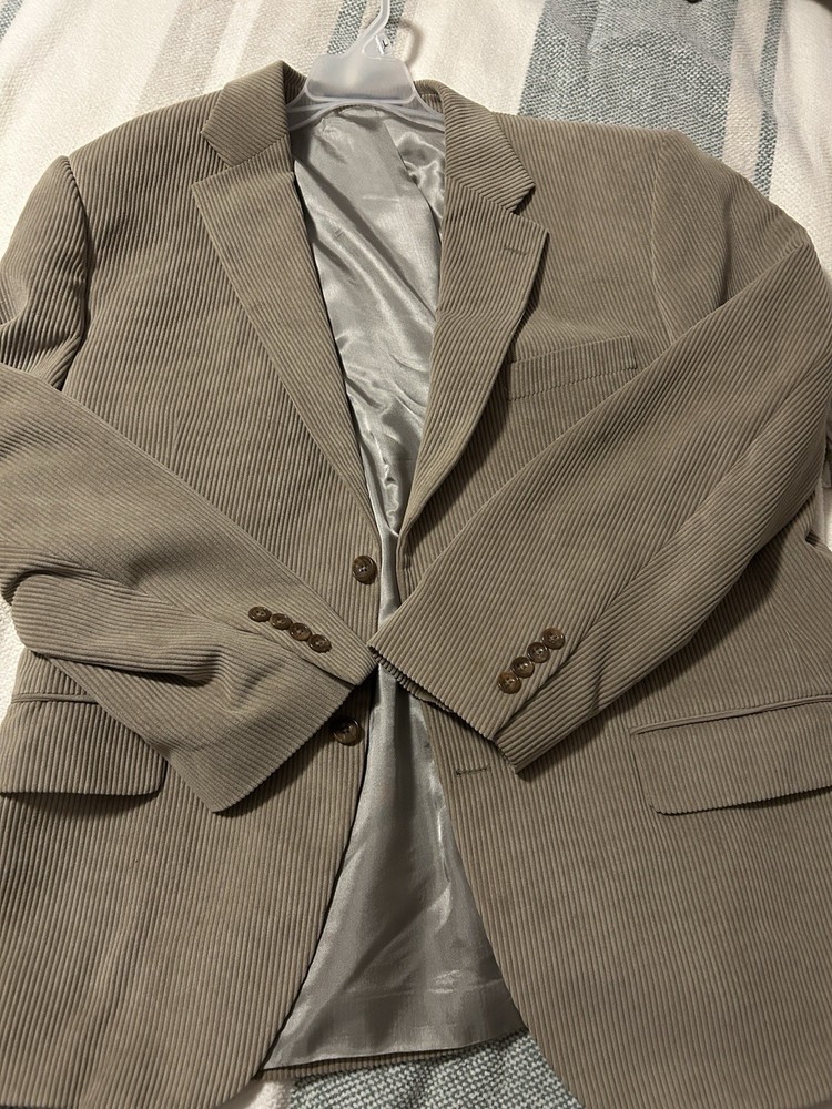 Earl Beige Corduroy Suit 44S Short 2-Piece Single-Breasted 2-Button