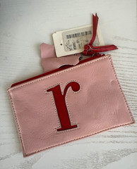 Jam by Jana Feifer Vintage Pink Leather Monogram ‘R’ Multipurpose Pouch $45 NWT
