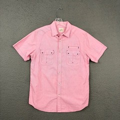 Howe Shirt Mens Large Pink Button Up Pockets Cotton Casual Everyday Dad Summer