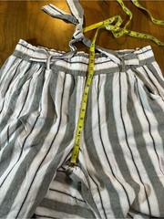 Rewind Linen Blend Wide Leg Pants XL Striped Paperbag Waist Coastal
