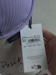 NWT RVCA Lilac Purple Ribbed Invert V Wire Underwire Swim Bikini Bra_10/Medium
