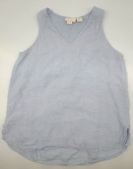 Cynthia Rowley 100% Linen Sleeveless Smocked Tunic Top Light Blue Women’s M