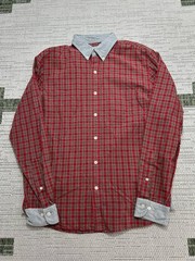 Brooks Brothers Shirt Mens Medium Red Gray Cottton Button Up Flannel