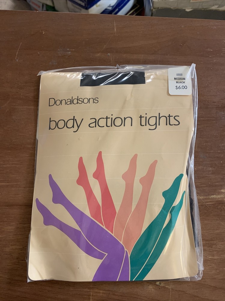 Vintage 1980s NOS Donaldson’s body action tights dance aerobics Black Medium