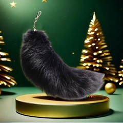 Fluffy Therian Fox Tail Keychain Soft Plush Accessory for Cosplay, Ren Faire…