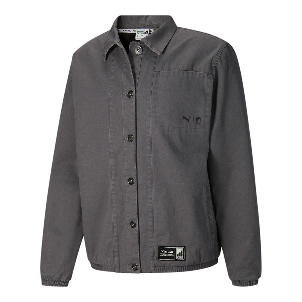 PUMA Cordae Button Up Jacket Mens Grey Casual Athletic Outerwear 53887715