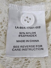 New Idea Women’s Size L Ivory Lace Button-up Longsleeve Top Ribbon Necktie