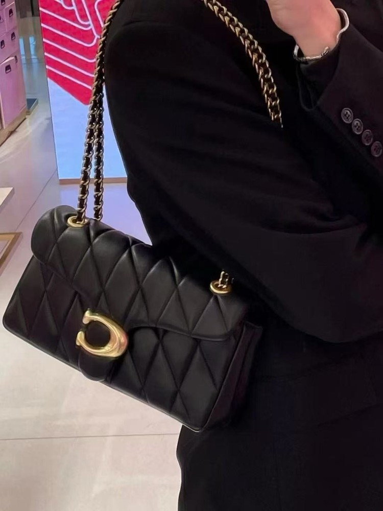 COACH Tabby Shoulder Bag 26 Quilted CP150 Brass / Black Nappa Leather Outlet New