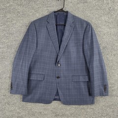 Lauren Ralph Lauren Blazer Men 44S Blue Silk Wool Glen Plaid Sport Coat Business