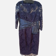 Teri Jon by Rickie Freeman Navy Cocktail Wedding Dress Size 6